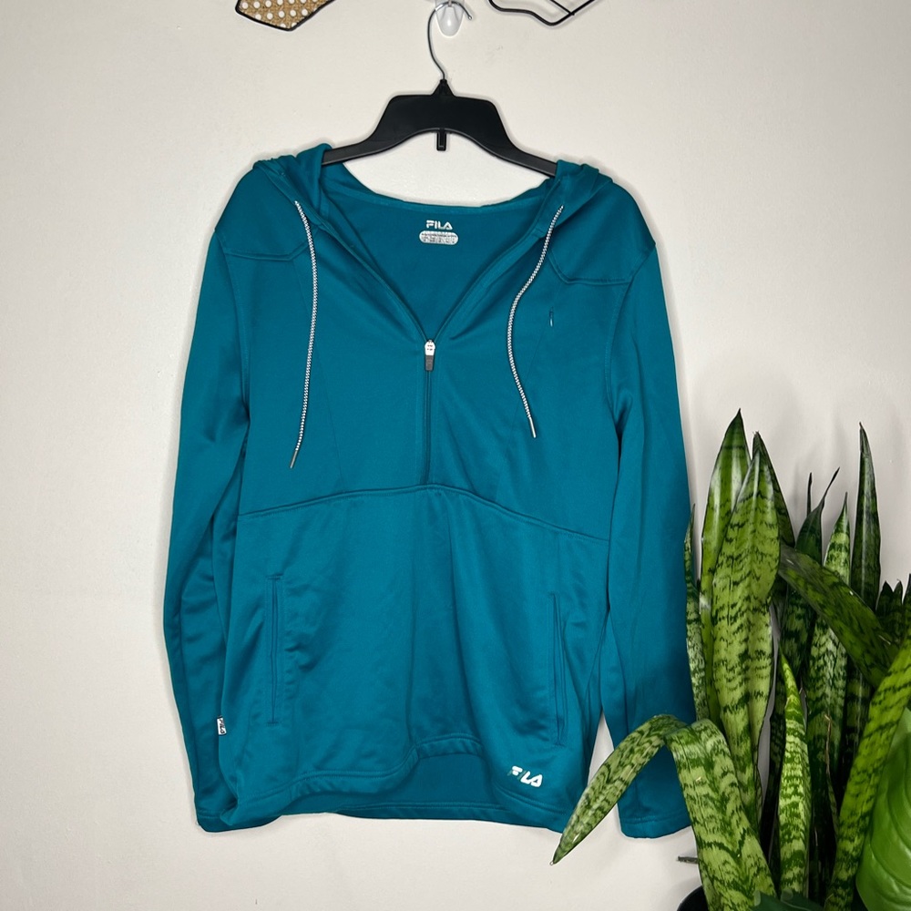 Fila jacket with hood, medium, teal green blue